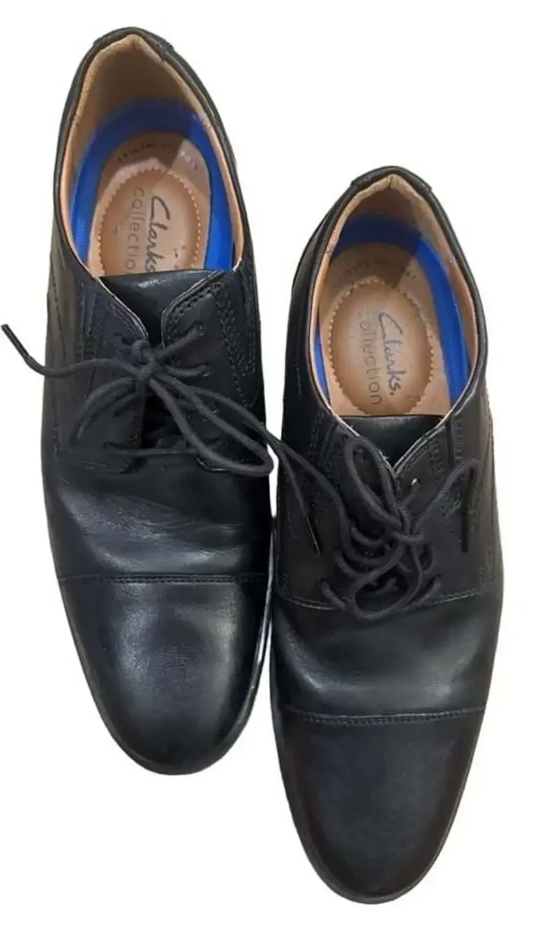 Clarks Collection Extreme Comfort Men’s Black Leather Cap Toe Oxford Dress Shoes